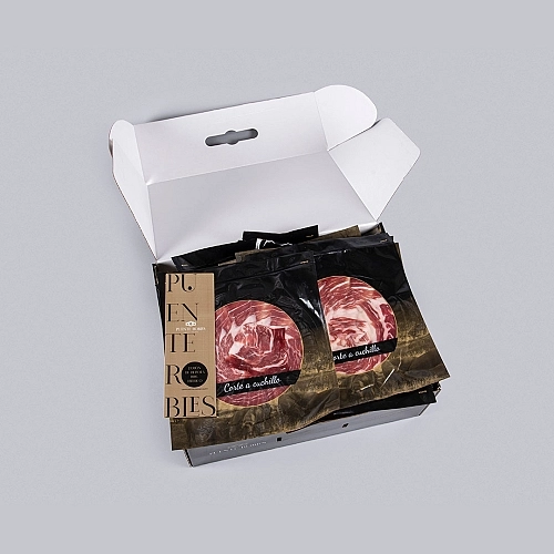 100% PROSCIUTTO IBERICO ALIMENTATO A GHIANDE 100% RAZZA IBERICA (AFFETTATO A COLTELLO)