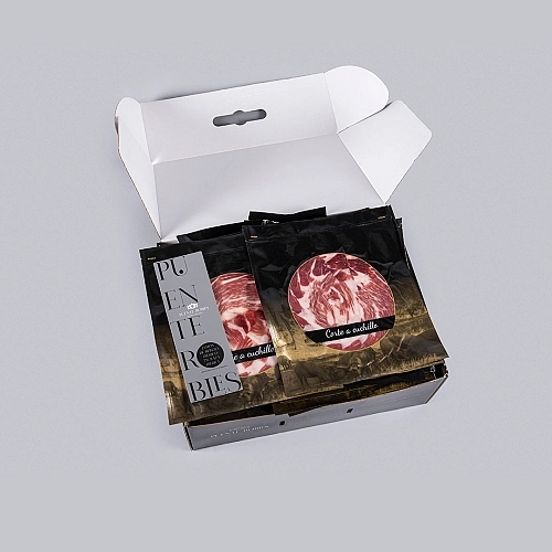 75% PROSCIUTTO IBERICO DI GHIANDA (AFFETTATO AL COLTELLO)